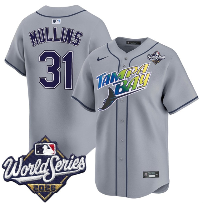 Men's Grey Tampa Bay Rays #31 Cedric Mullins 2026 World Series Limited Stitched Baseball Jersey